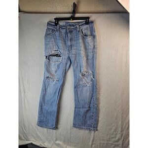 Levis 559 Relaxed Straight Jeans Mens 33x30 Light Wash Distressed Ripped Denim